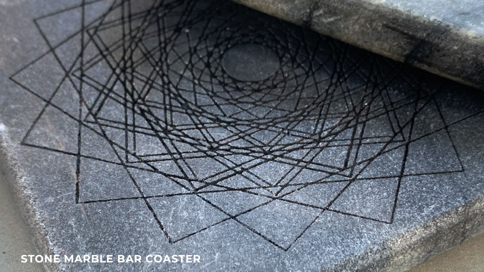 stone marble bar coaster precision laser engraving